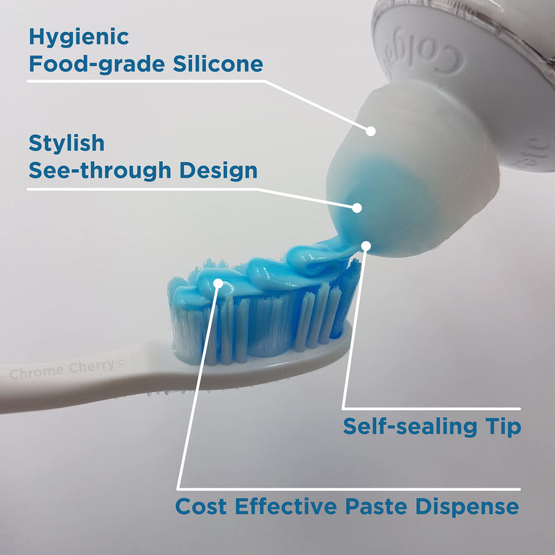 Chrome Cherry SqueezMe: 3-Pack Self-Closing Toothpaste Caps for Bathroom Hygiene for Kids and Adults - NewNest Australia