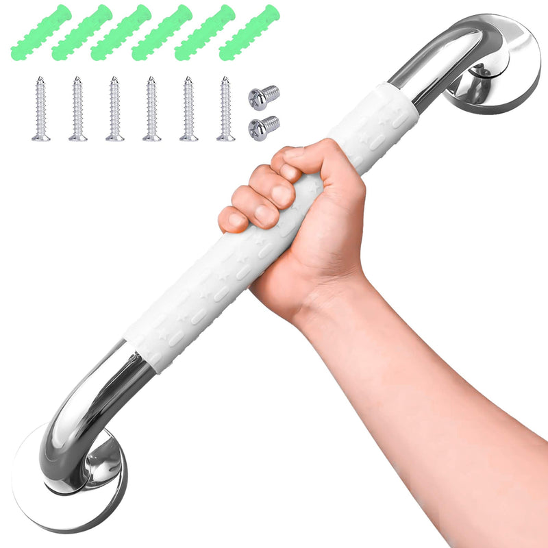 Bath Safety Grab Rail White, 20 Inch Stainless Steel Anti-Slip Shower Handles for Elderly, Grab Bar with Ridges, for Towel Rail, Disabled, Injured, or Post-Op, Bathroom Safety Aid - NewNest Australia