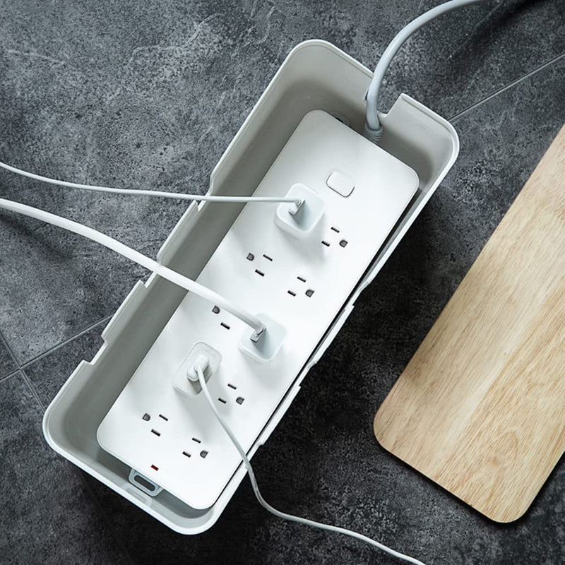 Cable Management Box by Baskiss, 12x5x4.5 inches, Wood Lid, Cord Organizer for Desk TV Computer USB Hub System to Cover and Hide & Power Strips & Cords - NewNest Australia
