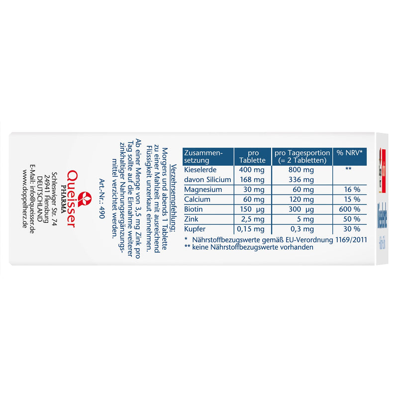 Doppelherz Silica + Biotin + Zinc - Biotin as a contribution to the maintenance of normal skin and hair - 40 tablets 40 pieces (pack of 1) - NewNest Australia