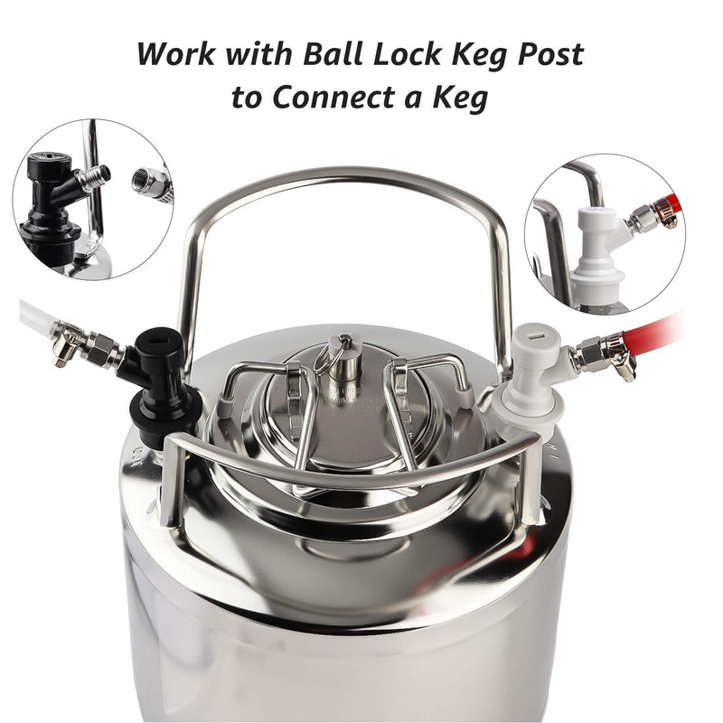 MRbrew 1 Pair Ball Lock Disconnect Set, Home Brew Ball Lock Corny Keg Fittings for Keg Posts Coupler, with Stainless Steel 5/16'' Gas & 1/4'' Liquid Barbs & Extra 2 Hose Clamps & MFL Swivel Nuts Black - NewNest Australia