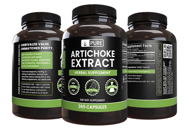Pure Original Ingredients Artichoke Extract (365 Capsules) No Magnesium Or Rice Fillers, Always Pure, Lab Verified 365 Count (Pack of 1) - NewNest Australia