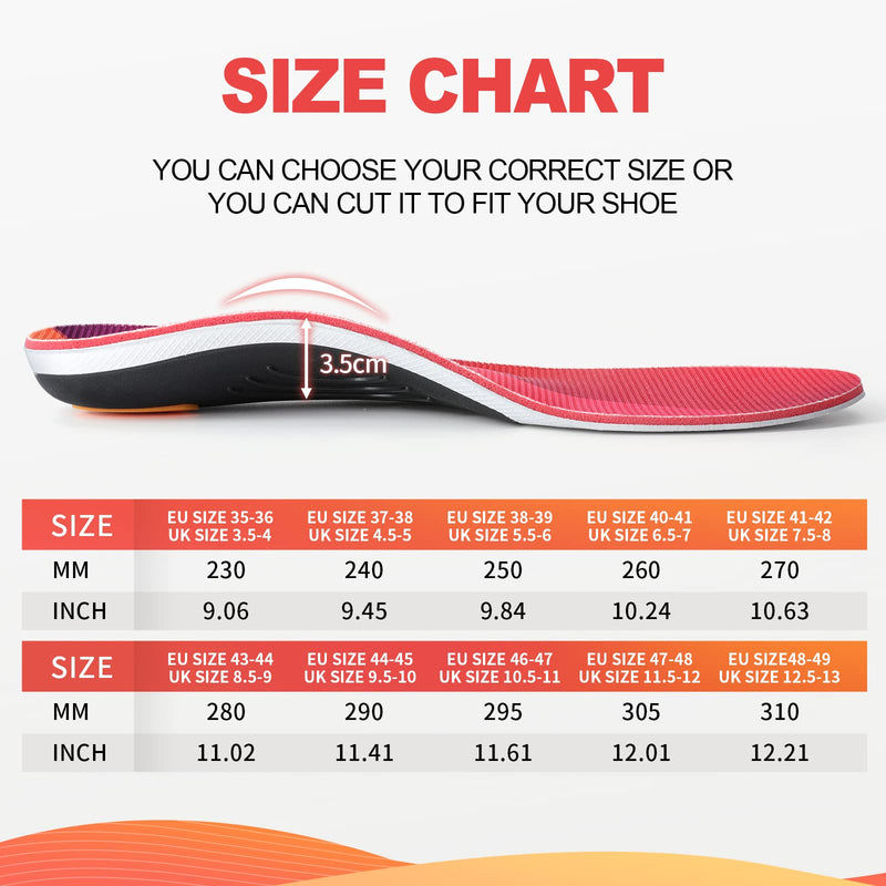 PCSsole Arch Support Insoles, Plantar Fasciitis Insoles for Flat Feet, Orthotic Inserts for Heel Pain, Metatarsalgia, Pronation, Foot Pain Relief for Men and Women Men(8.5-9)280mm - NewNest Australia