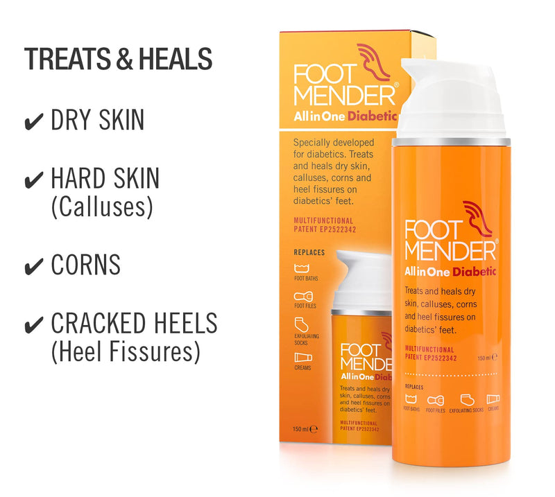 Footmender All in One Diabetic | Medically Proven, Now Available on Prescription | Treat and Heal Your Dry Feet, Hard Skin, Corns and Cracked Heels | Significant Effect After First Treatment | 150 ml - NewNest Australia
