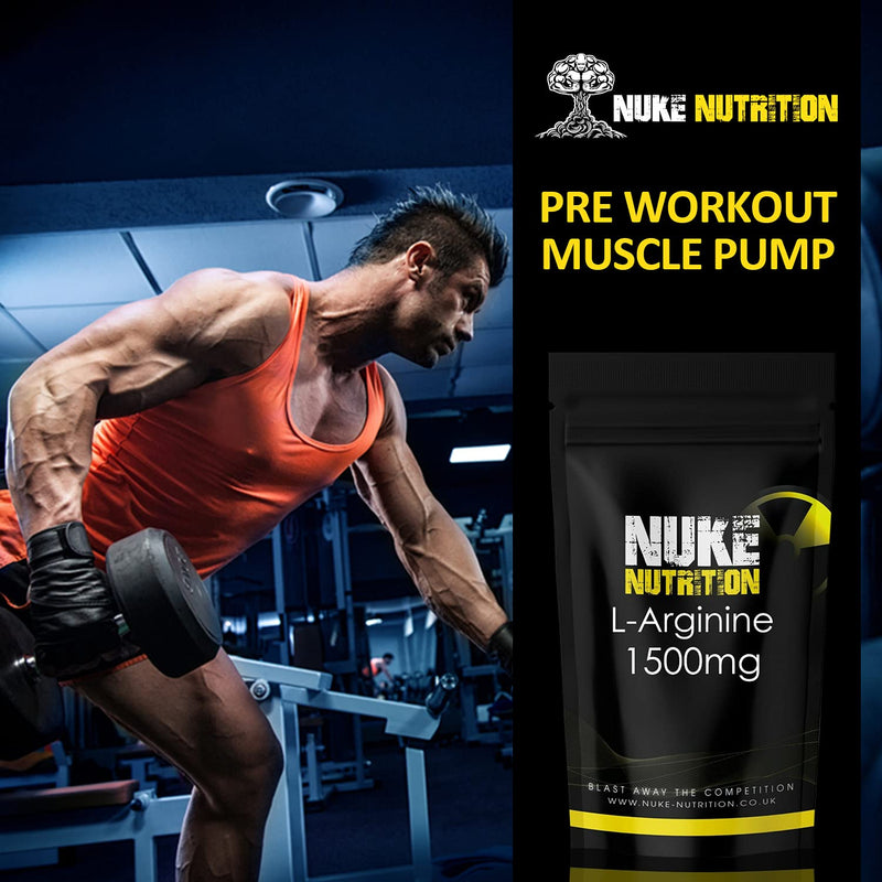 Nuke Nutrition L Arginine Capsules 1500mg - 120 Capsules - Nitric Oxide Supplement for Men & Women to Improve Muscle Strength, Endurance & Mass - Nutritional Pre Workout - Nitric Acid Pills for Energy 120 Count (Pack of 1) - NewNest Australia