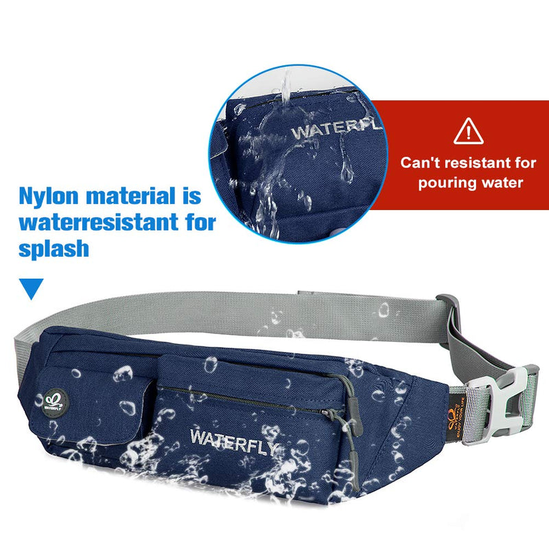 WATERFLY Fanny Pack for Women Men Water Resistant Small Waist Pouch Slim Belt Bag with 4 Pockets for Running Travelling Hiking Walking Lightweight Crossbody Chest Bag Fit All Phones Sapphire Blue - NewNest Australia