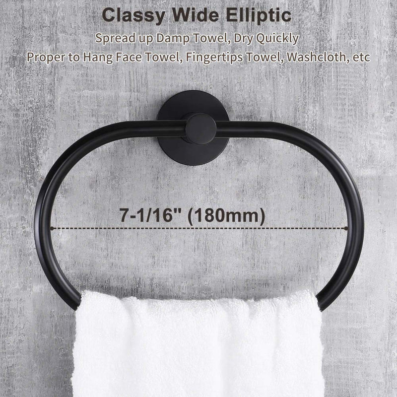 Hand Towel Ring Matte Black, Aomasi Stainless Steel Modern Bathroom Decoration Swivel Bath Towel Holder Wall Mounted - NewNest Australia