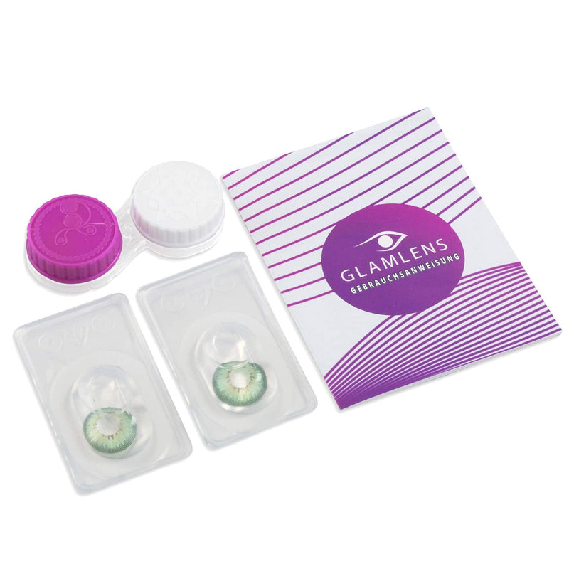 Green colored contact lenses Fresh Mint Green Very strong opaque SILICONE COMFORT NEW from GLAMLENS + container - 1 pair (2 pieces) - DIA 14.50 - without strength 0.00 diopters 0.0 diopters 8.6 millimeters 14.50 millimeters 2.0 - NewNest Australia