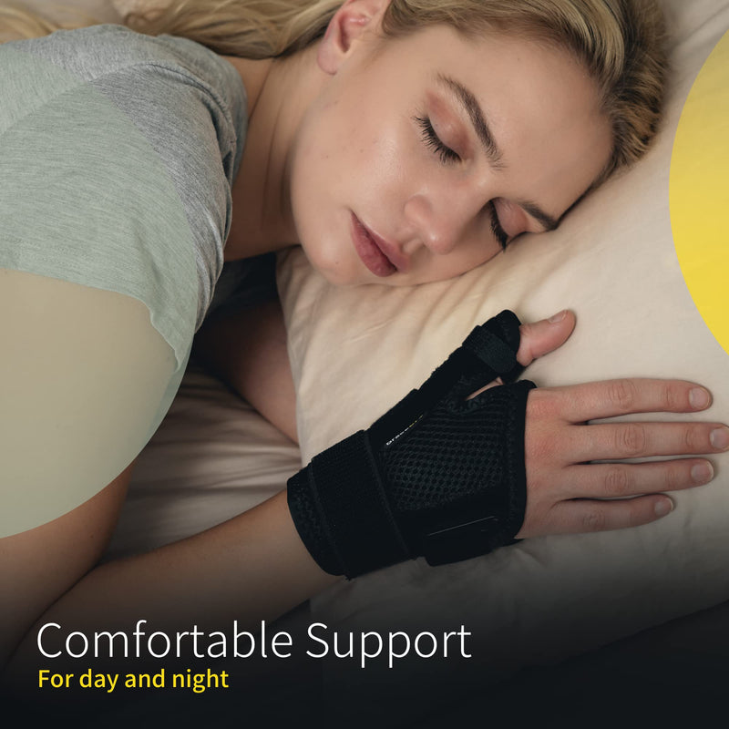 BraceUP Thumb Support Brace - Splint for Spica and Hand Support, for Arthritis, Tendonitis, Carpal Tunnel Pain Relief and Thumb Sprain (Black) Black - NewNest Australia