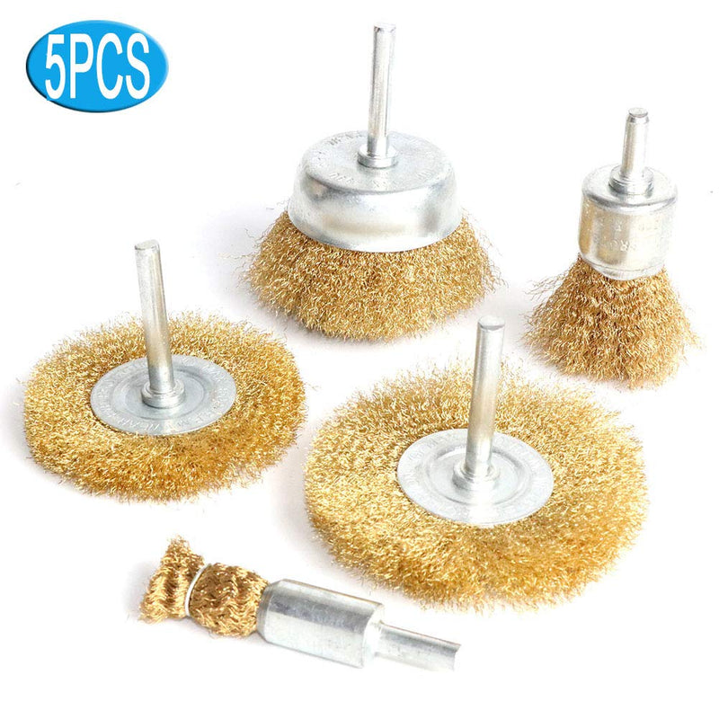 FPPO Brass Wire Wheel Brush Kit for Drill,Crimped Cup Brush with 1/4-Inch Shank,0.13mm True Brass Wire,Soft Enough to Cleaning or Deburring with Less Scrach - NewNest Australia