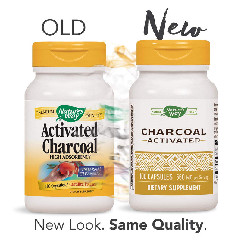 Nature's Way Activated Charcoal Supplement, Gluten-Free, 100 Capsules (Packaging May Vary) - NewNest Australia