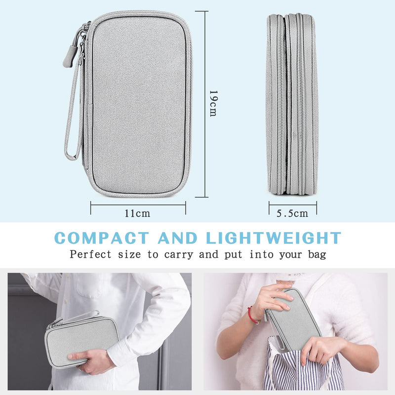 FYY Electronics Accessories Organiser Bag, Travel Cable Organizer Bag Pouch Portable Waterproof Double Layers All-in-One Carry Travel Bag for Cable, Cord, Charger, Phone, Earphone S-Grey A-Grey - NewNest Australia