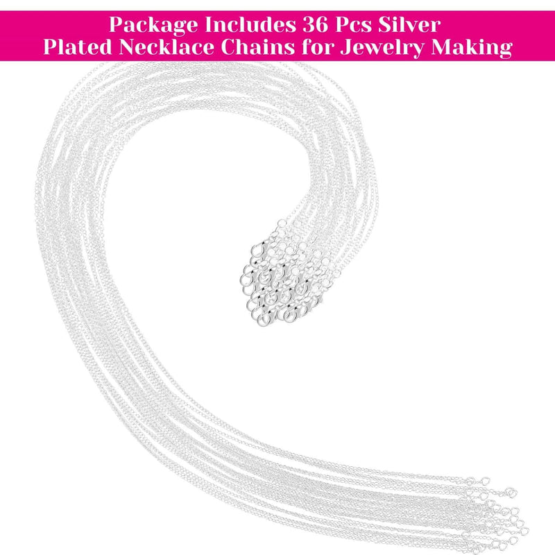 36 Pack Chain Necklace Bulk for Jewelry Making, Cridoz Necklace Jewelry Chains Silver Plated Necklace Chains for Necklace Jewelry Making, 1.2 mm (18 Inches) 18 Inches - NewNest Australia