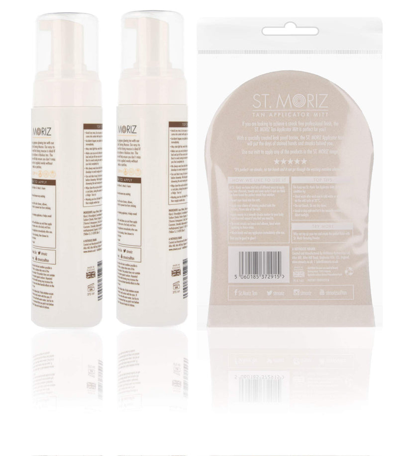 St Moriz Instant Self Tanning Mousse in Dark Tone with Mitt - 2 x 200 ml - NewNest Australia