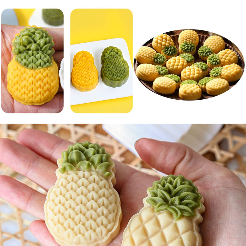 2 Set Pineapple Plastic Mooncake Mold Pineapple Lotus Stamp Hand Press Moon Cake Mould Pineapple Mooncake Cookie Cutter Bakeware Tools - NewNest Australia