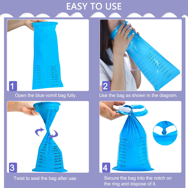 AKOFIC Vomit Bags, 20 Pack Emesis Bags 1000ml Barf Bags with Snap, Portable High Density Aircraft & Car Sickness Bag Leakproof Nausea Bags for Travel, Motion Sickness, Pregnant Woman, Kids, Hospital - NewNest Australia