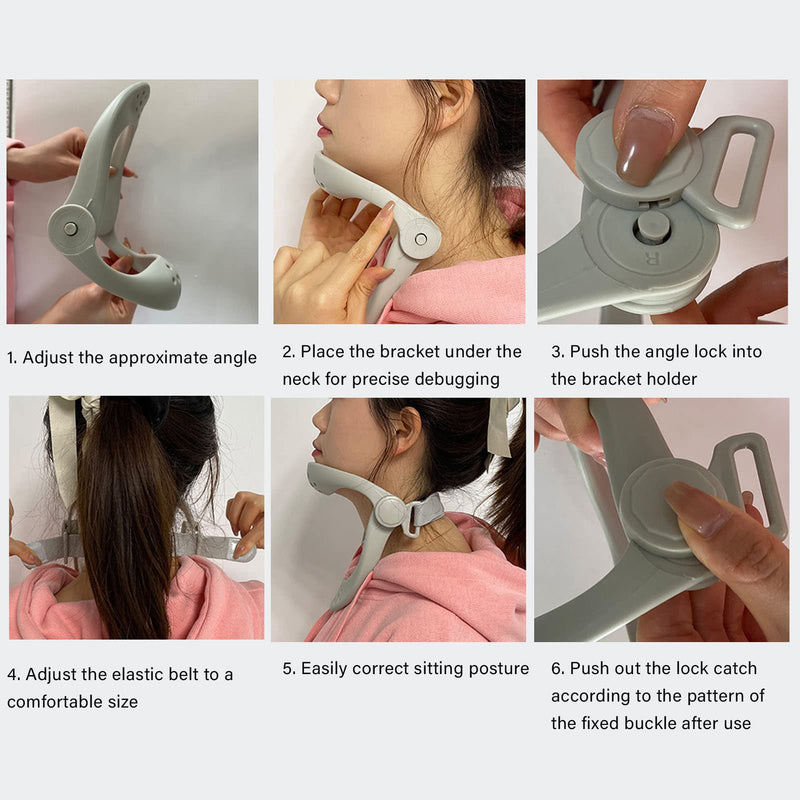 Neck Stretcher Brace, 360 Degree Adjustable Support. Ergonomic Cervical Traction Device Alignment Posture Correction Support Brace 360 Degree Pain Relief Gray - NewNest Australia