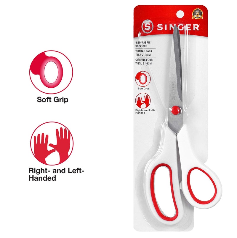SINGER Fabric Scissors with Comfort Grip, 1-pack, Red & White - NewNest Australia