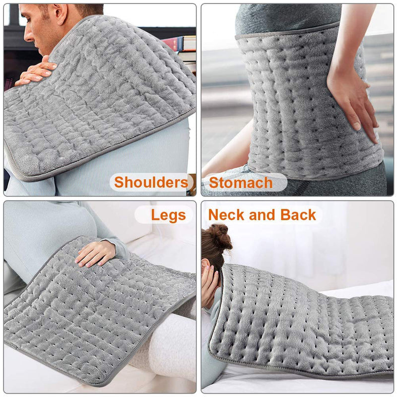 DIZA100 Heating Pad with Auto Shut Off, Fast Heating Technology, Machine Washable,Soft Flannel Safe Electric Heat Pad for Body Relaxation (12 x 24 inches) Silver Grey Flannel - NewNest Australia