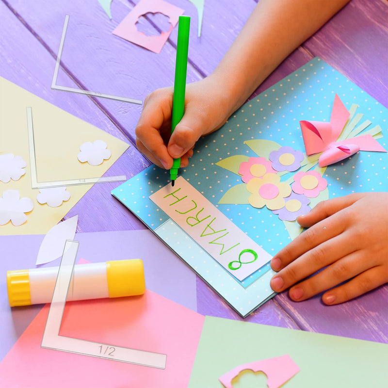10 Pieces Creative Positioning Pieces Card Corners Helpers with Bone Folder Tool Stamping Corners Paper Craft Supplies Scrapbooking Tools for Paper Craft Card Making and Scrapbooking (Transparent) Transparent - NewNest Australia