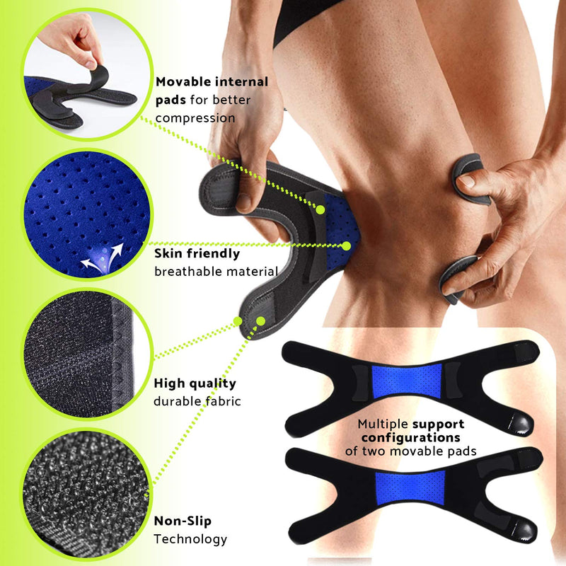GARNO Knee Brace Plus Size, Dual Patella Tendon Support Strap, Adjustable Neoprene Stabilizer for Meniscus Tear, Arthritis, Tendonitis, MCL, ACL, Pain Relief, Recovery, Running, Men & Women; XL /2XL X-Large/2X-Large (Pack of 1) - NewNest Australia