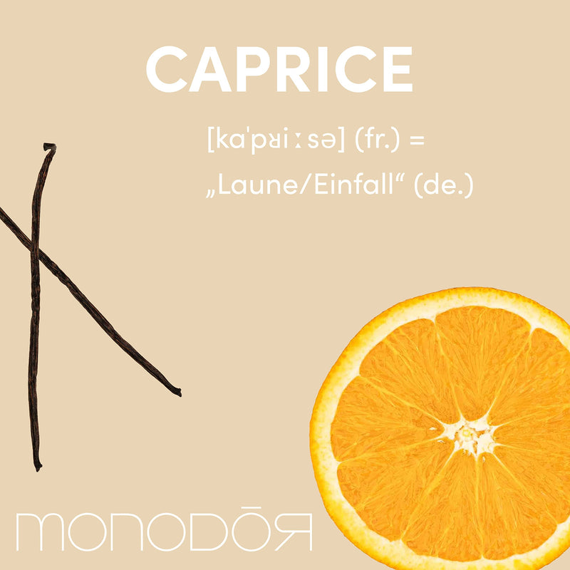 Monodor Caprice Fragrance Room Fragrance Sunny Made In Italy Long-Lasting 200 Ml Sustainable Room Fragrance Vanilla, Orange, Mandarin For Sunny, Warm Hearty Indoor Climate - NewNest Australia