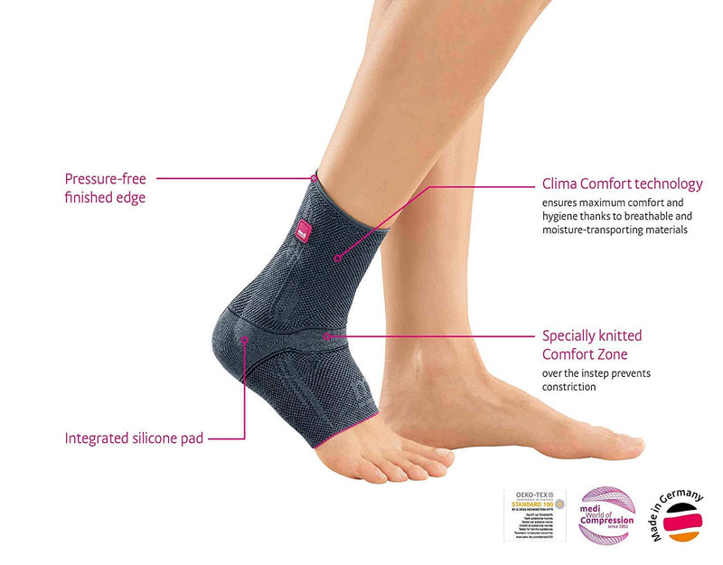 medi Levamed - ankle support unisex | silver | Size III | Joint bandage to stabilize the ankle joint | Can be worn on both sides Size 3 (pack of 1) - NewNest Australia
