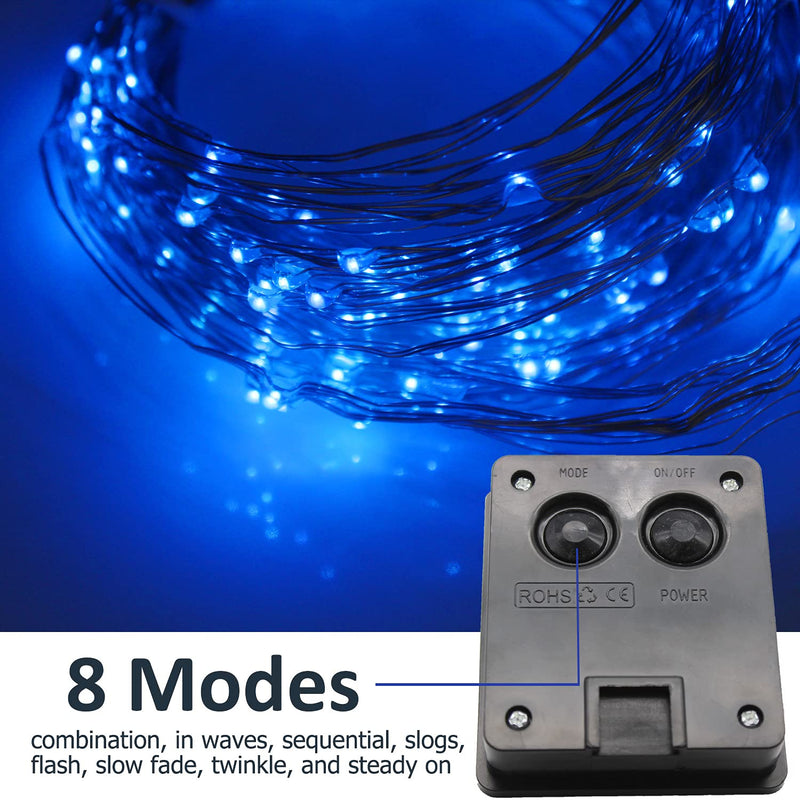 Soltuus Solar Powered Fairy String Lights Blue, Multi Strand Watering Can Light 180 LEDs Outdoor, Waterproof Waterfall Fairy Lights, Firefly Bunch Lights - NewNest Australia