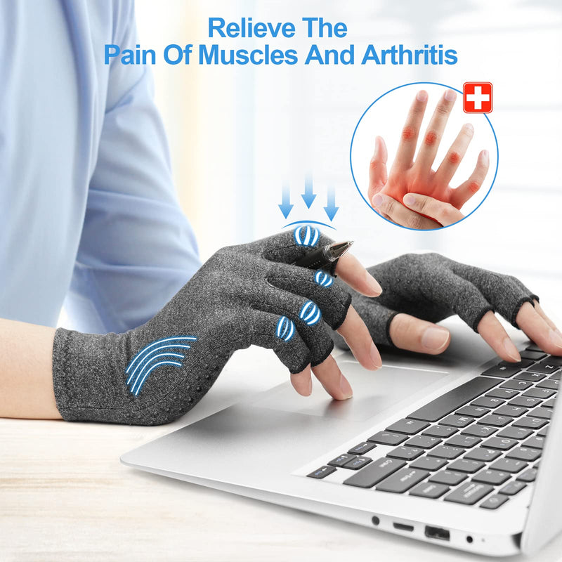 ACWOO Arthritis Gloves, Compression Gloves Therapy for Arthritis Pain Relief, Hand Fatigue, Anti-Slip Fingerless Design for Women and Men, Provide Support for Hands and Finger Joint, Grey(M) Grey Dispensing M - NewNest Australia