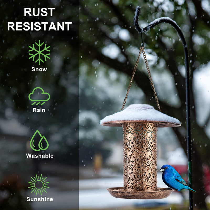 2022 Upgraded Solar Bird Feeders for Outside Metal Bird Feeders Outdoor Hanging,Wild Bird feeders as Gift Ideas for Bird Lovers Garden Yard Patio Cardinals ( Heavy Duty Weather Resistance 2LBs ) Big eaves - NewNest Australia