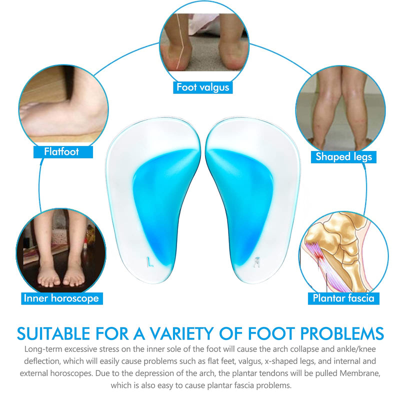 BOFUS 4 Pairs Gel Arch Insoles,Silicone Orthopedic Flat Feet Fallen Heel Spurs Orthotic Arch Support Insoles Plantar Fasciitis Shoe Arch Support Gel Heel Inserts Cushion Pads Cups for Women Men,Blue - NewNest Australia