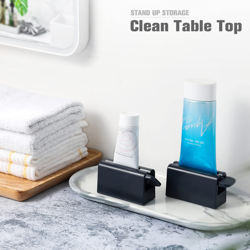 CORNERIA 2pcs Toothpaste Tube Squeezer Plus with Long Size 2.8IN - Premium ABS Plastic & Silicone pad Toothpaste Squeezer Rollers Even Tube Cosmetics, Tube Ketchup etc Black - NewNest Australia