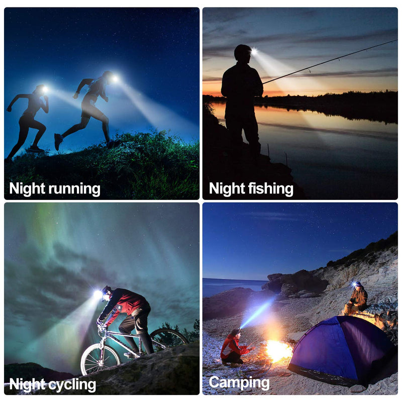 Headlamp, High Lumen USB Rechargeable LED Headlamps, Zoomable Lightweight 3 Modes Head Lamp, Adjustable IPX4 Waterproof Headlamp Flashlight for Adults, Hiking, Running, Camping (Battery Include) - NewNest Australia