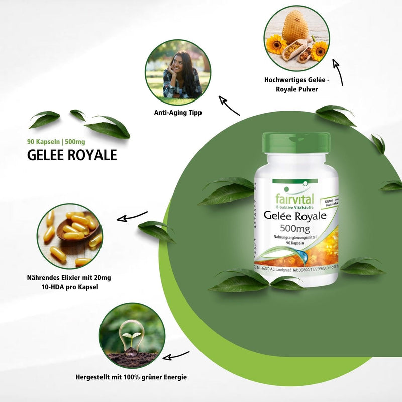 Fairvital | Royal Jelly 500mg - HIGH DOSE - 90 capsules - standardized to 4% 10-HDA - NewNest Australia