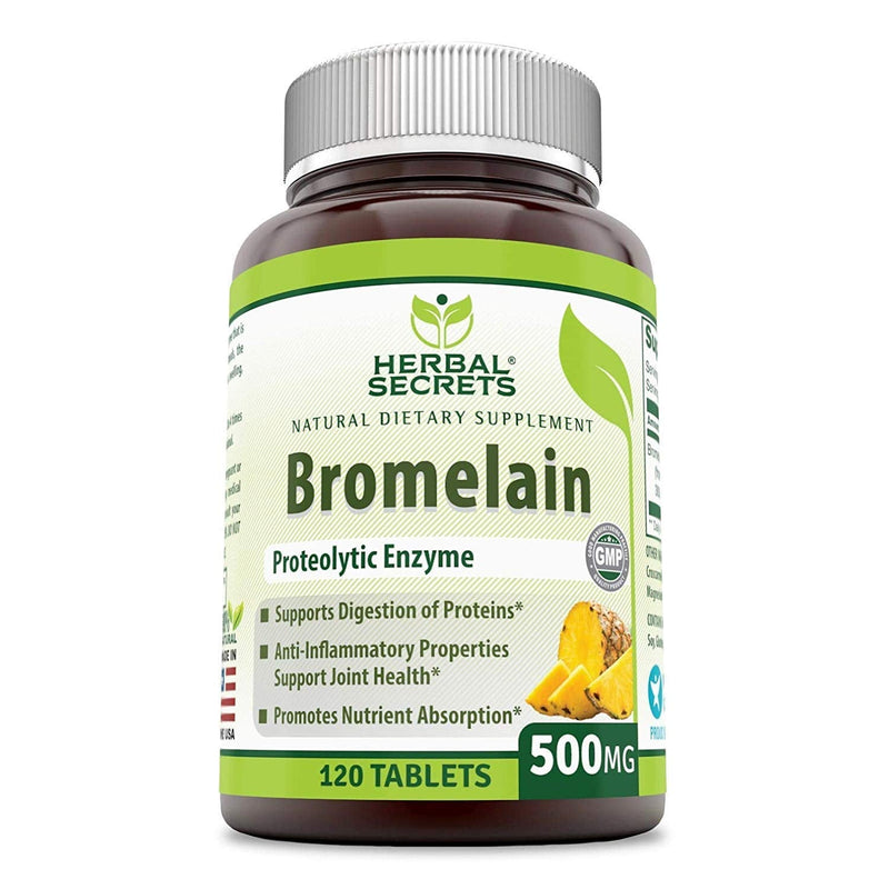 Herbal Secrets Bromelain 500 Mg 360 Tablets (Non-GMO)- Proteolytic Enzyme* Anti-Inflammatory Properties* Support Joint Health* Promotes Nutrient Absorption* Pack of 3 - 360 Tablets Total - NewNest Australia
