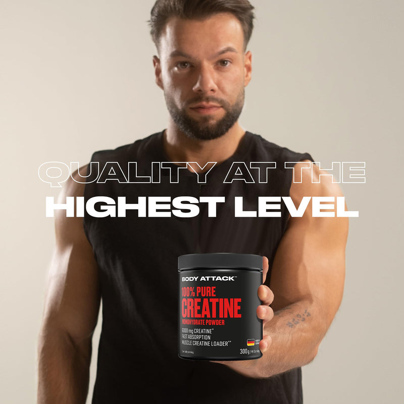 Body Attack Creatine Monohydrate, 300 G Powder, Made In Germany, Pure Creatine Monohydrate Powder For Self-Dosing, Microfine With Optimal Solubility, Vegan, Product Of The Cologne List - NewNest Australia