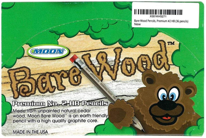 Moon Products Bare Wood Natural Premium Pencils Number 2 HB (36 pencils) 36 - NewNest Australia