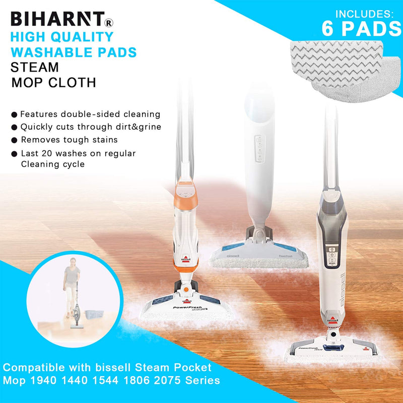 BIHARNT 6 Pack Washable Steam Mop Pads Replacement for Bissell PowerFresh 1940 1806 1544 2075 Series Steam Cleaner - NewNest Australia