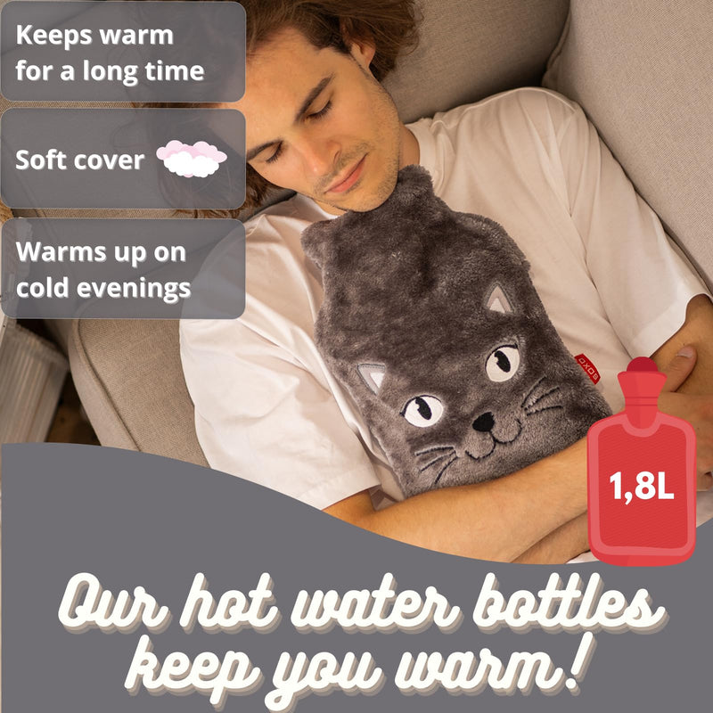 soxo Funny hot water bottle with cover gift for women men gifts funny hot water bottle cat 2 - NewNest Australia