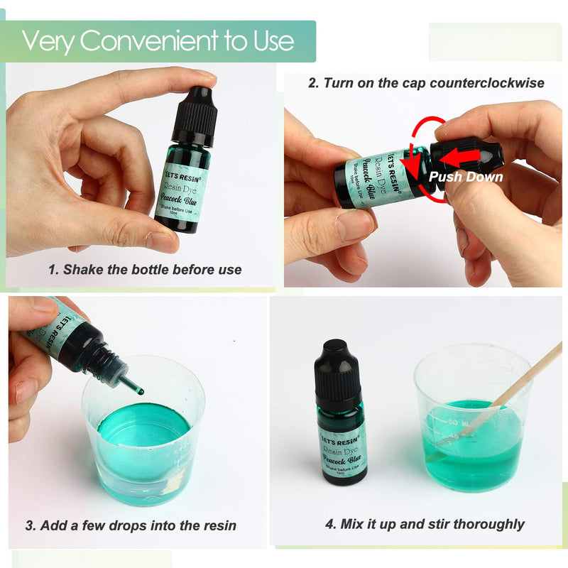 LET'S RESIN Epoxy Resin Pigment 16 Color Liquid Epoxy Resin Dye, Concentrated Epoxy Resin Paint,Resin Colorant for Resin Coloring,Resin Jewelry, Resin Art DIY Making (Each 0.35oz) - NewNest Australia