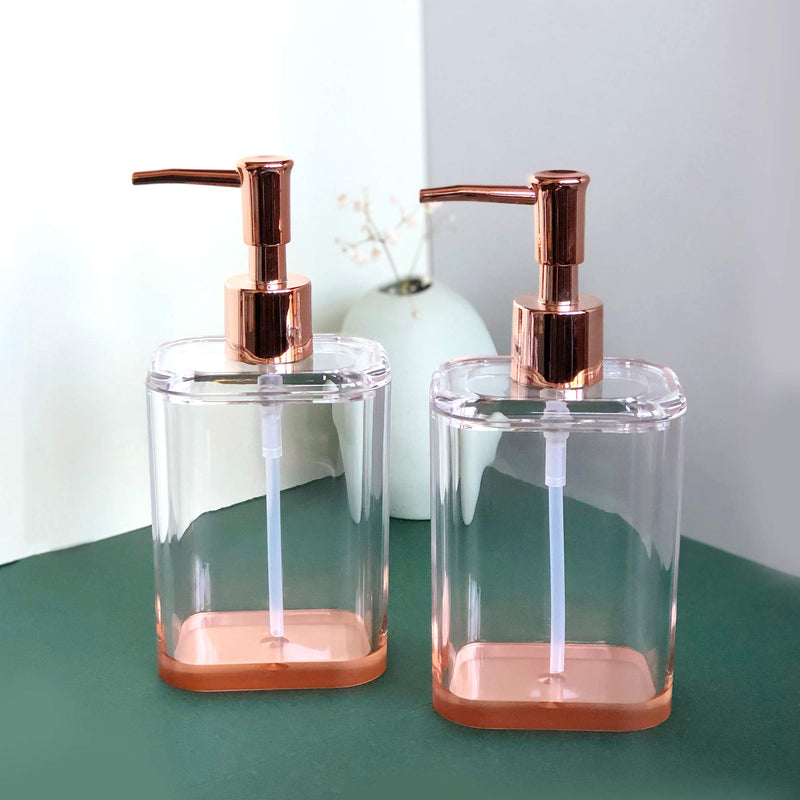 COM.TOP-Acrylic Soap Dispenser Set, Bathroom Accessories Set, Countertop Dispenser for Liquid Soap or Lotion (Rose Gold/Clear) Rose Gold/Clear - NewNest Australia