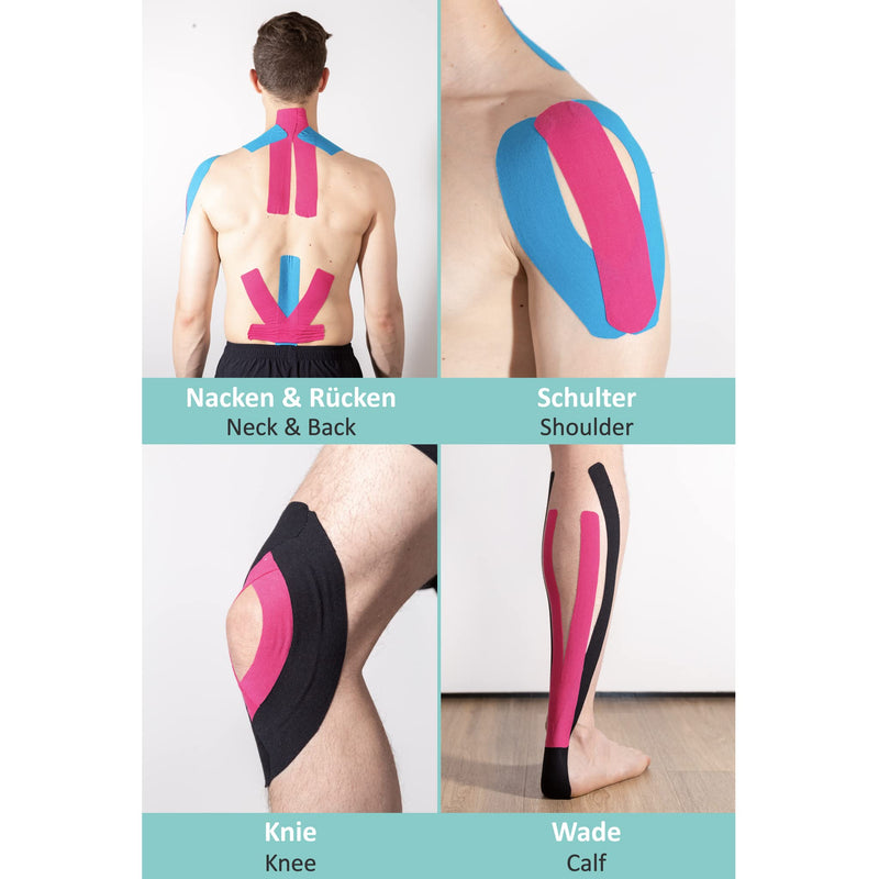 Kinesio Tapes, Skin-Friendly & Latex-Free Sports Tape, Kinesiology Tape, 5 Cm X 5 M, Elastic & Waterproof Therapy Tape, Physio Tape With Long-Lasting Adhesion (Blue) - NewNest Australia