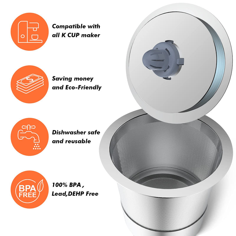 Reusable k Cup Coffee Filters,Universal stainless steel Refillable k Cups Filter Use for Keurig 2.0 and 1.0 Coffee Makers-brewers(1pack)… - NewNest Australia