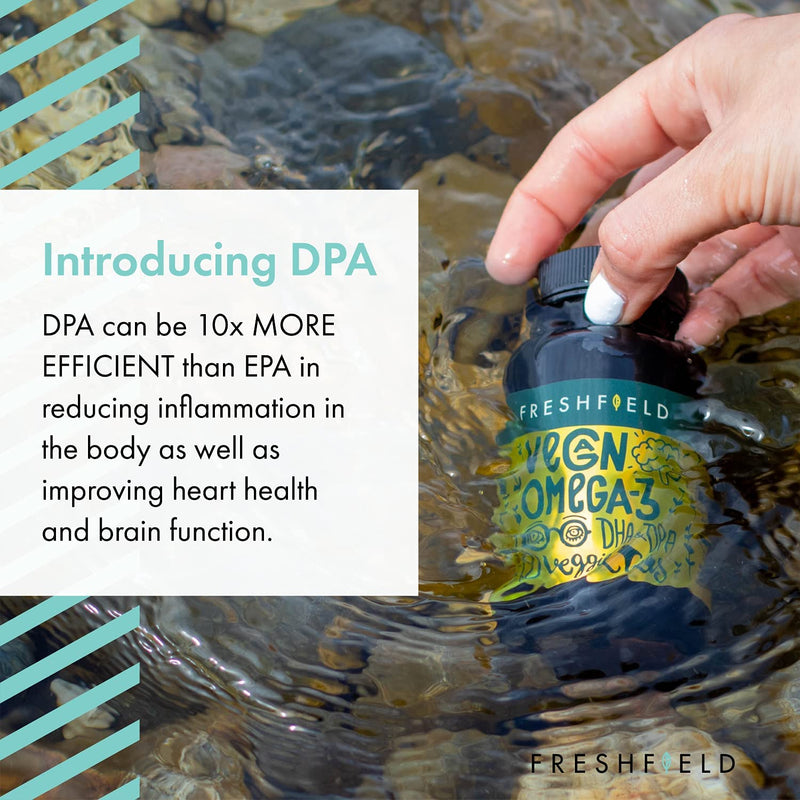 Freshfield Vegan Omega 3 DHA Supplement: Premium Algae Oil, 2 Month Supply, Plant Based, Sustainable, Premium and Mercury Free. Better Than Fish Oil! Supports Heart, Brain, Joint Health - w/ DPA Natural 60 Count (Pack of 1) - NewNest Australia