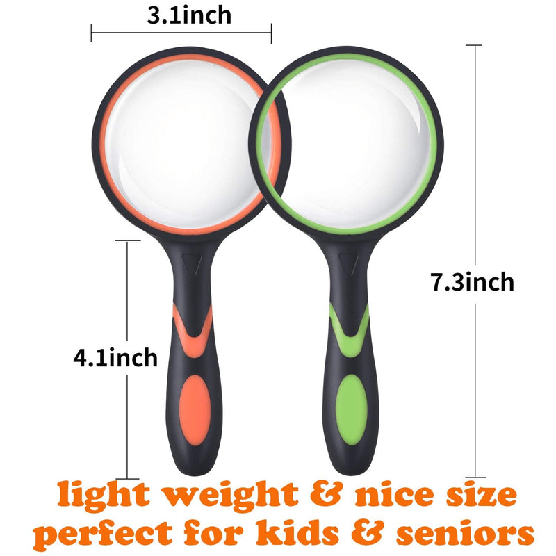 Ocim (2 Pcs) 10X Magnifying Glass, Handheld Reading Magnifier, 75mm Magnify Glasses Lens, Rubbery with Non-Slip Soft Handle for Seniors Reading and Kids Nature Exploration - NewNest Australia