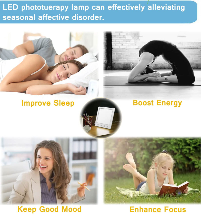 Light Therapy Lamp, 2000-10000 Lux Portable Natural Sunlight Lamp LED Light Box with 3 Adjustable Brightness Levels,Full UV-Free LED Spectrum,Touch Control SAD/Depression/Sleep Disorder(6.31 Inch) - NewNest Australia