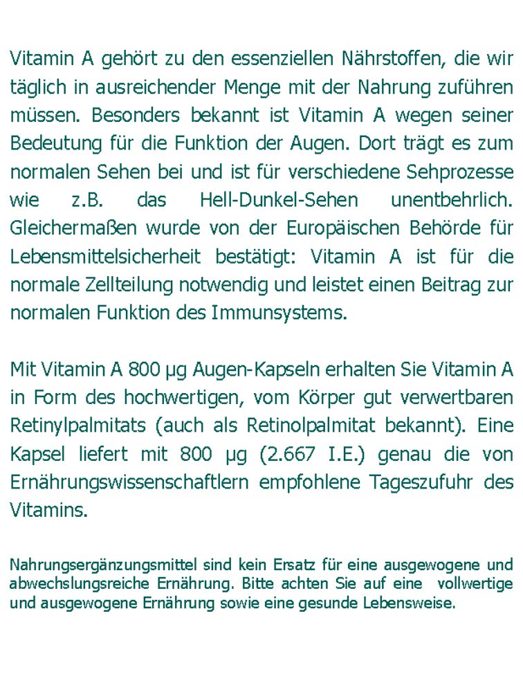 Vitamin A 800 µg eye capsules 180 pieces - Supports the maintenance of vision - NewNest Australia