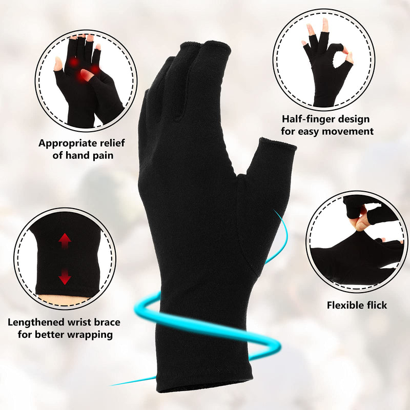 3 Pairs Compression Craft Arthritis Hands Gloves Fingerless Pressure Joint Relief for Quilting Sewing Typing Household Duties Black, Gray, Purple S - NewNest Australia
