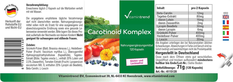 Carotenoid Complex - 120 capsules - vegan - natural antioxidants - multi-carotenoid mix - carotenoid capsules | Vitamintrend® - NewNest Australia