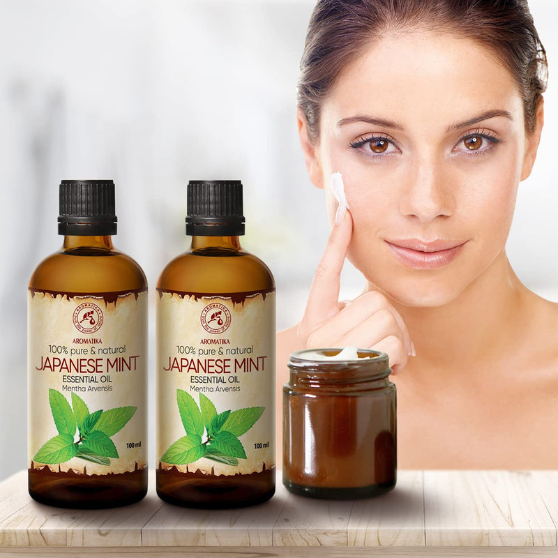 Japanese Mint Oil 2 X 100 Ml - Mentha Arvensis - Aromatherapy Essential Oils For Diffusers And Fragrance Lamps - Mint Oil For Soap Making And Candles - Japanese Mint For Skin & Hair And Room Fragrance - NewNest Australia